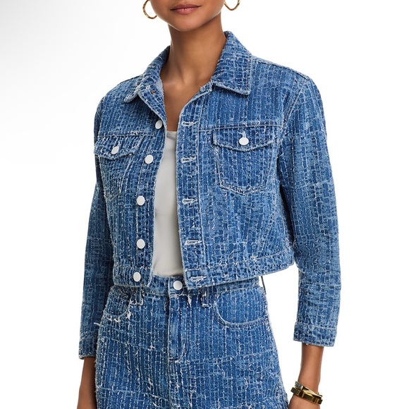 L'AGENCE Koda Crop Denim luxury Jacket - Picture 1 of 16